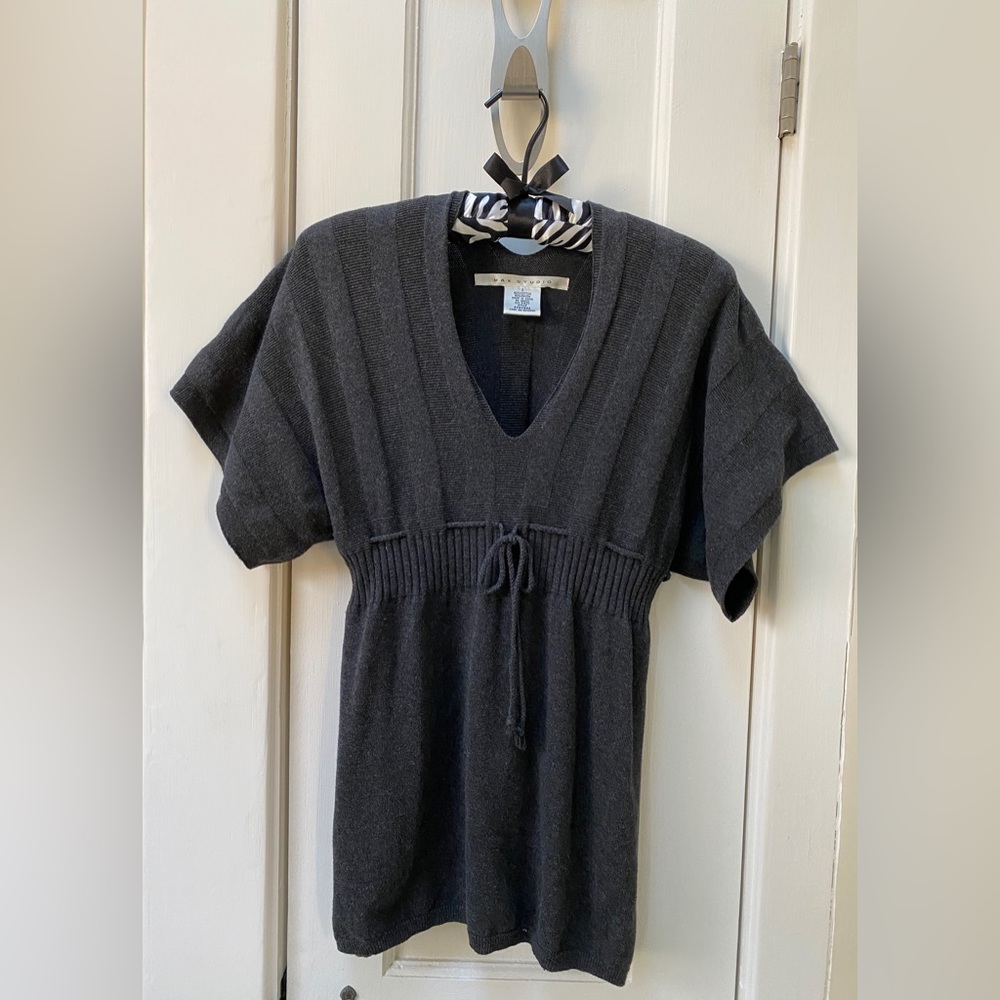 MAX STUDIO Tunic Sweater Dress Empire Drawstring V-Neck